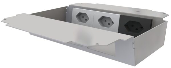 Produktbild UBD 261 268  -  Steckdoseneinsatz horizontal für  2x3 FLF, inkl. 2xT13 weiss und 1xT13 schwarz
